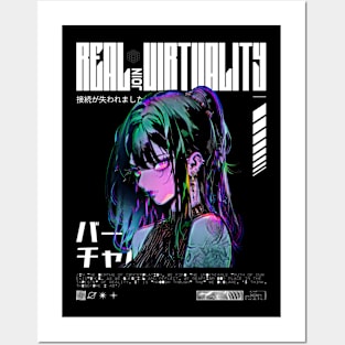 Virtual Reality Cyberpunk Anime Girl Posters and Art